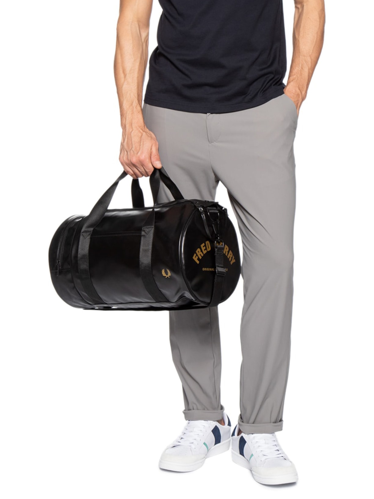 Bolsa Masculina Tonal Classic Barrel Preto Fred Perry