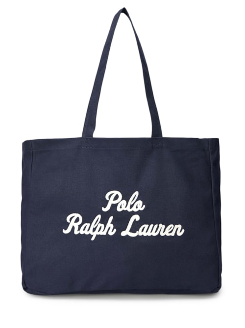 Bolsa Masculina Tote Grande De Canvas Bordada Prl - Azul