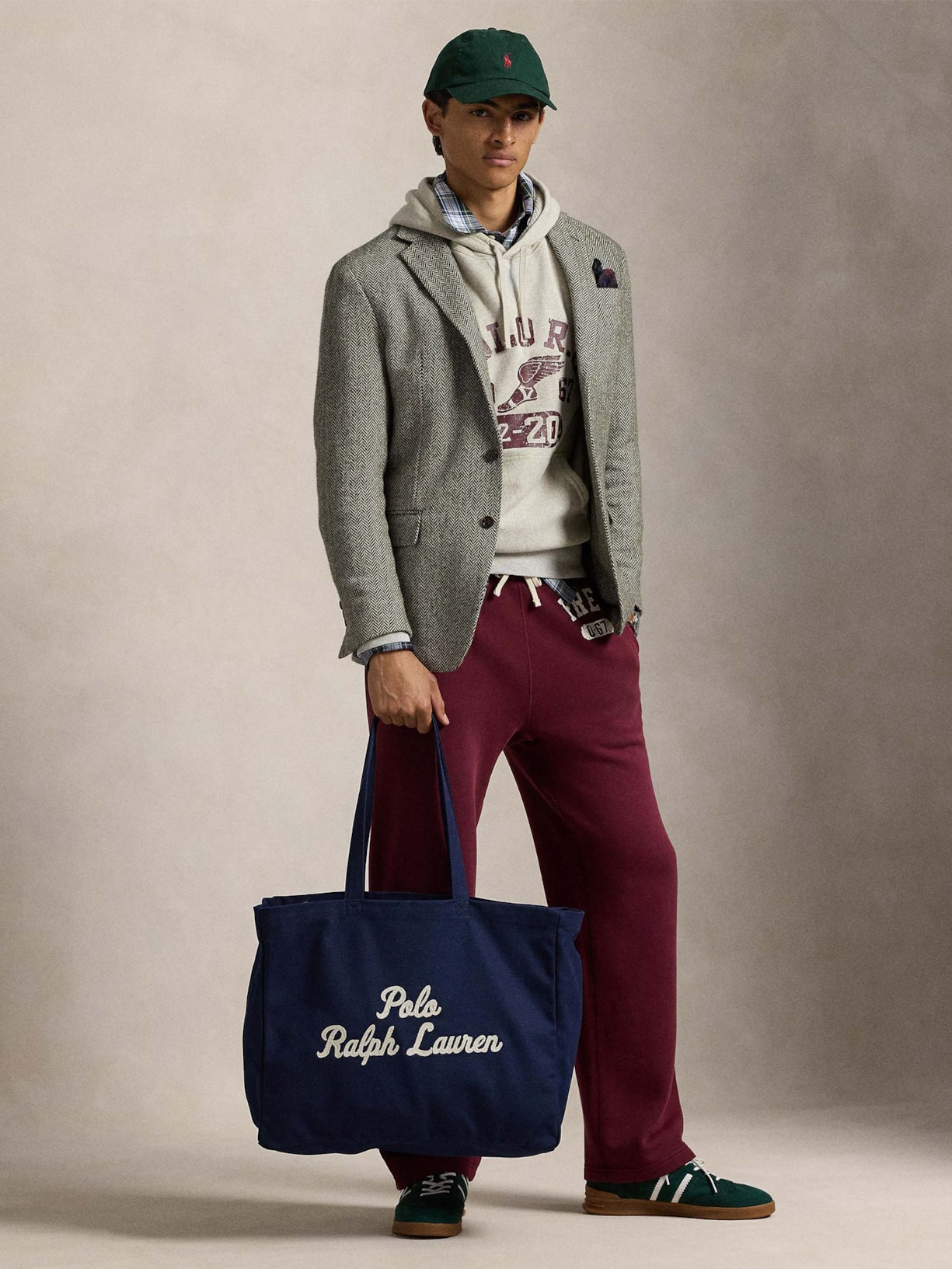 Bolsa Masculina Tote Grande De Canvas Bordada Prl Azul Polo Ralph Lauren