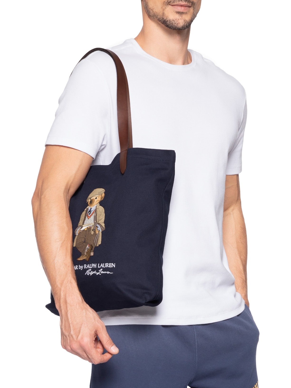 Bolsa Masculina Tote Média Seasonal Bear Azul Polo Ralph Lauren