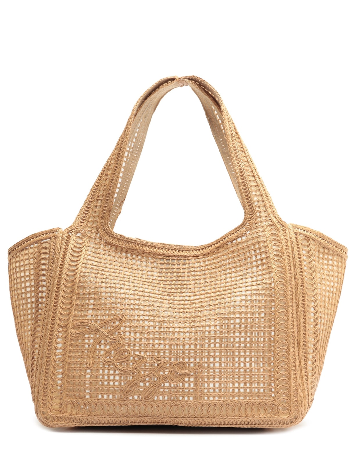 Bolsa Shopping Tramado Grande Bordado Becca Bege Arezzo