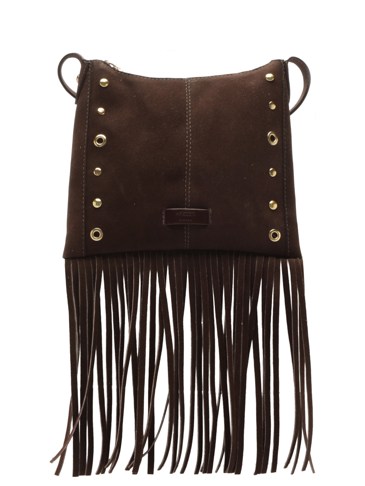 Bolsa Tiracolo Acamurçada Média Franjas Marrom Arezzo
