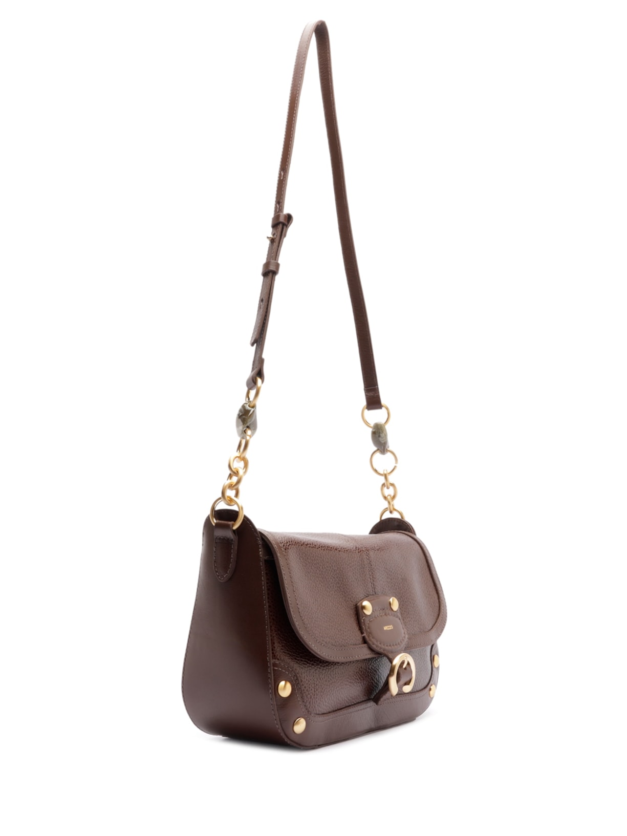 Bolsa Tiracolo Couro Worn Média Metais Marrom Arezzo