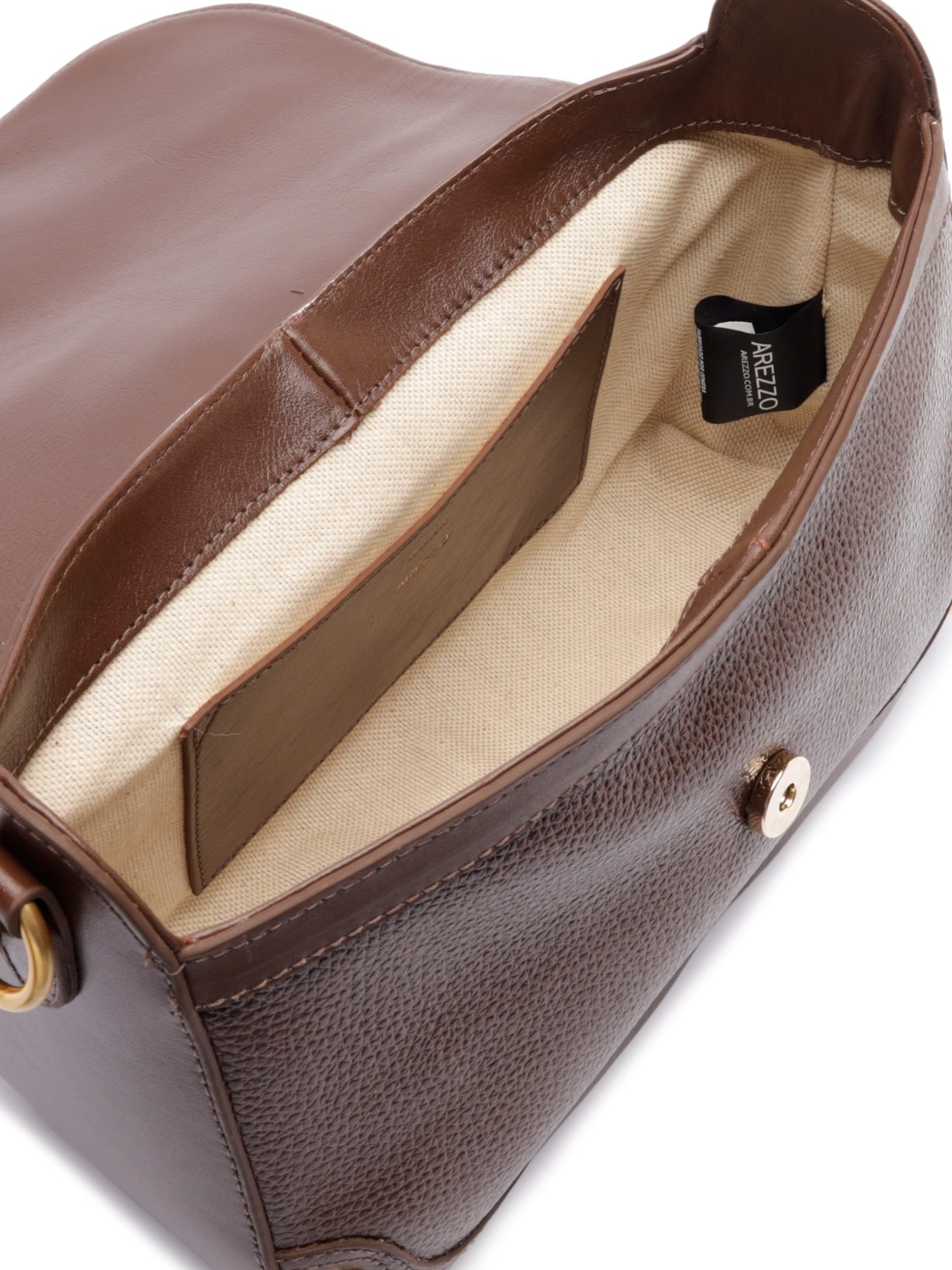 Bolsa Tiracolo Couro Worn Média Metais Marrom Arezzo