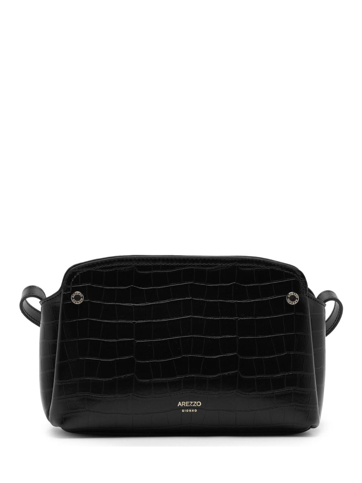 Bolsa Tiracolo Croco Pequena Textura - Preto