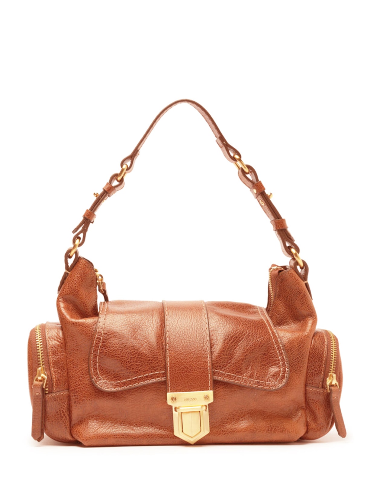 Bolsa Tiracolo Marrom Couro Média Bolsos - Marrom