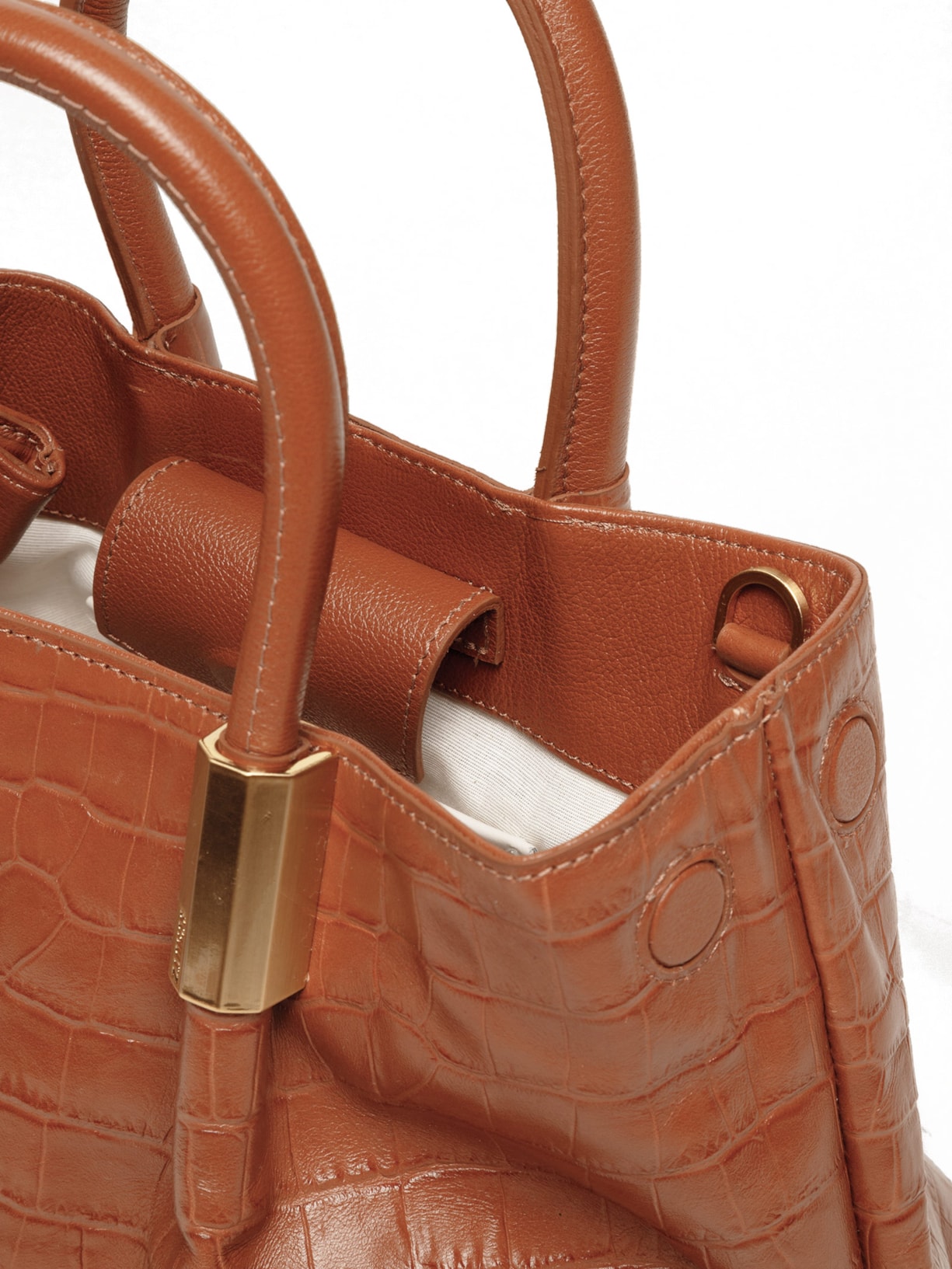 Bolsa Tote Couro Croco Marrom Schutz