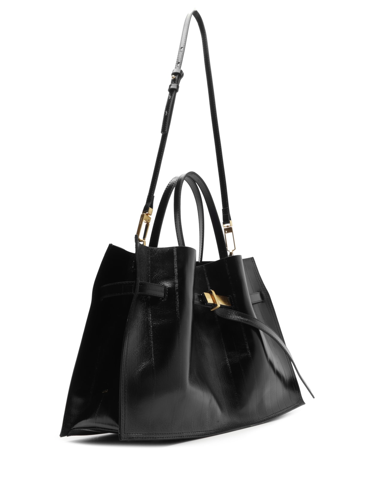Bolsa Tote Couro Grande Tira Metal – Preto Arezzo