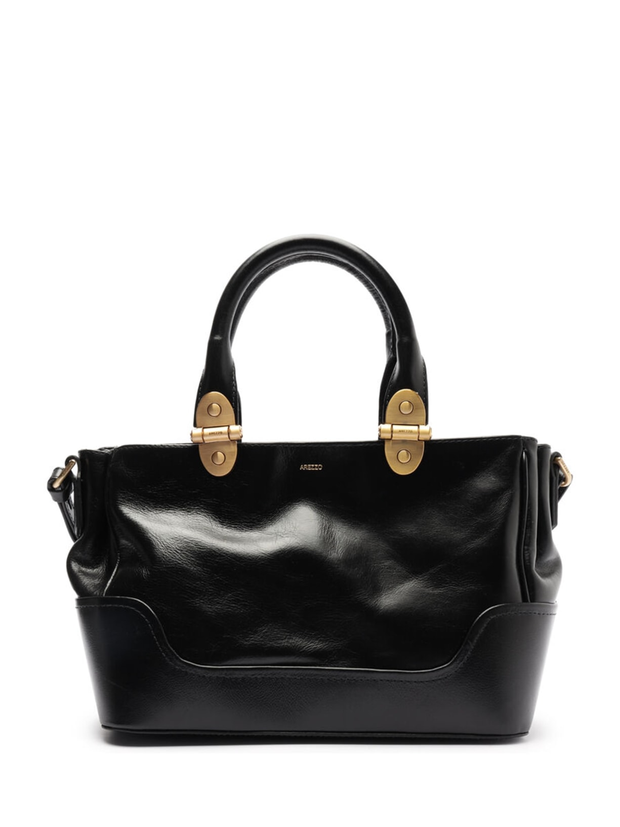 Bolsa Tote Couro Natural Média Metais - Preto