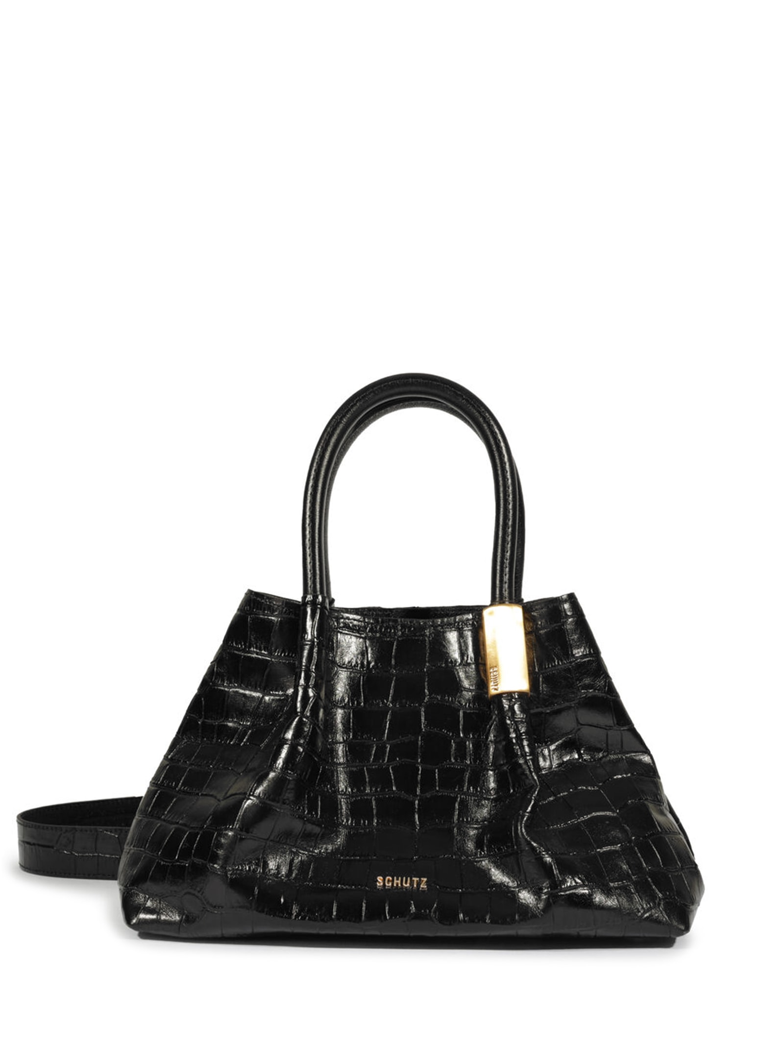 Schutz - Bolsa Tote Margot Couro Croco - Preto