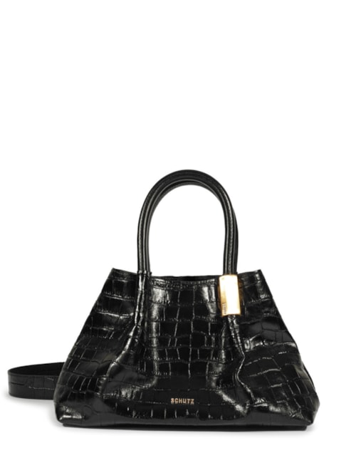 Bolsa Tote Margot Couro Croco - Preto