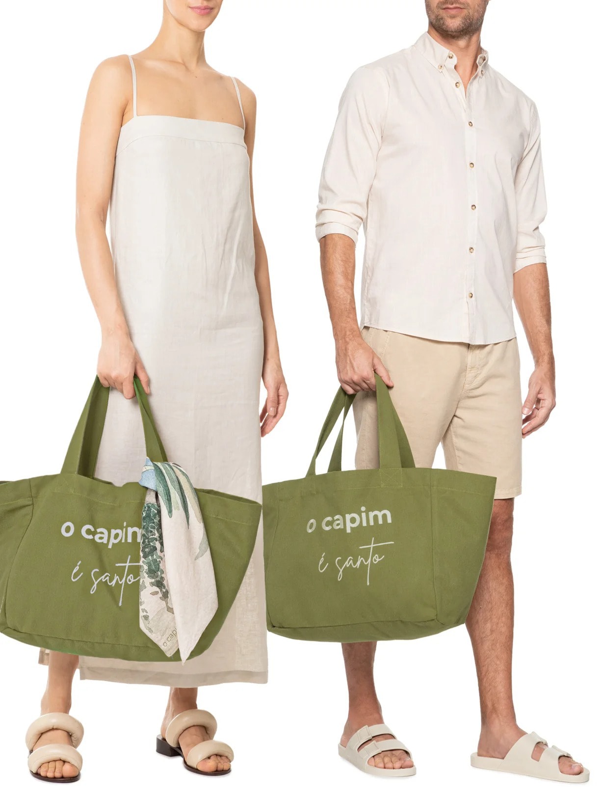 Bolsa Unissex Estampada Verde  Capim Santo + '2Essential