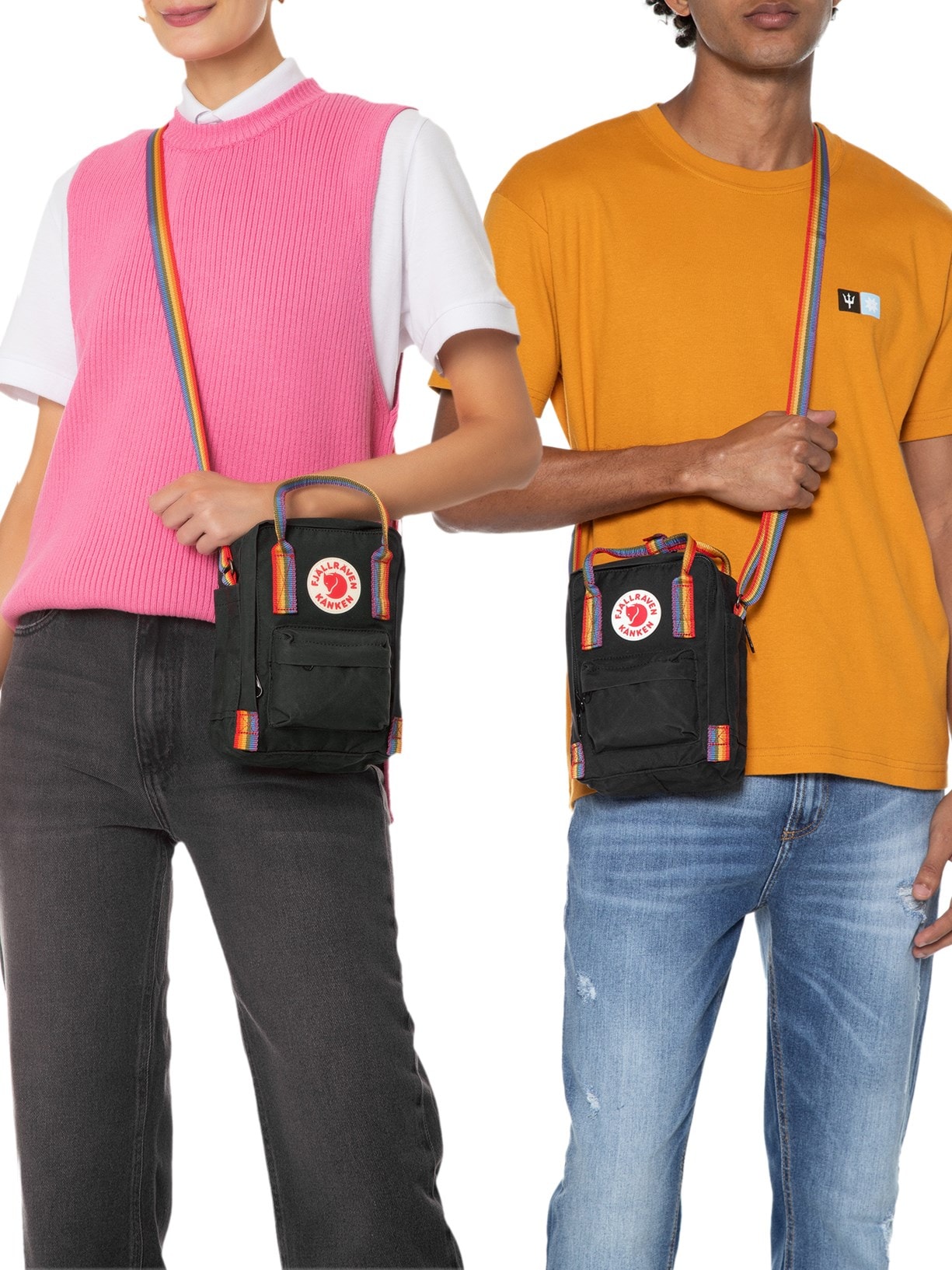 Bolsa Unissex Kånken Rainbow Sling - Preto