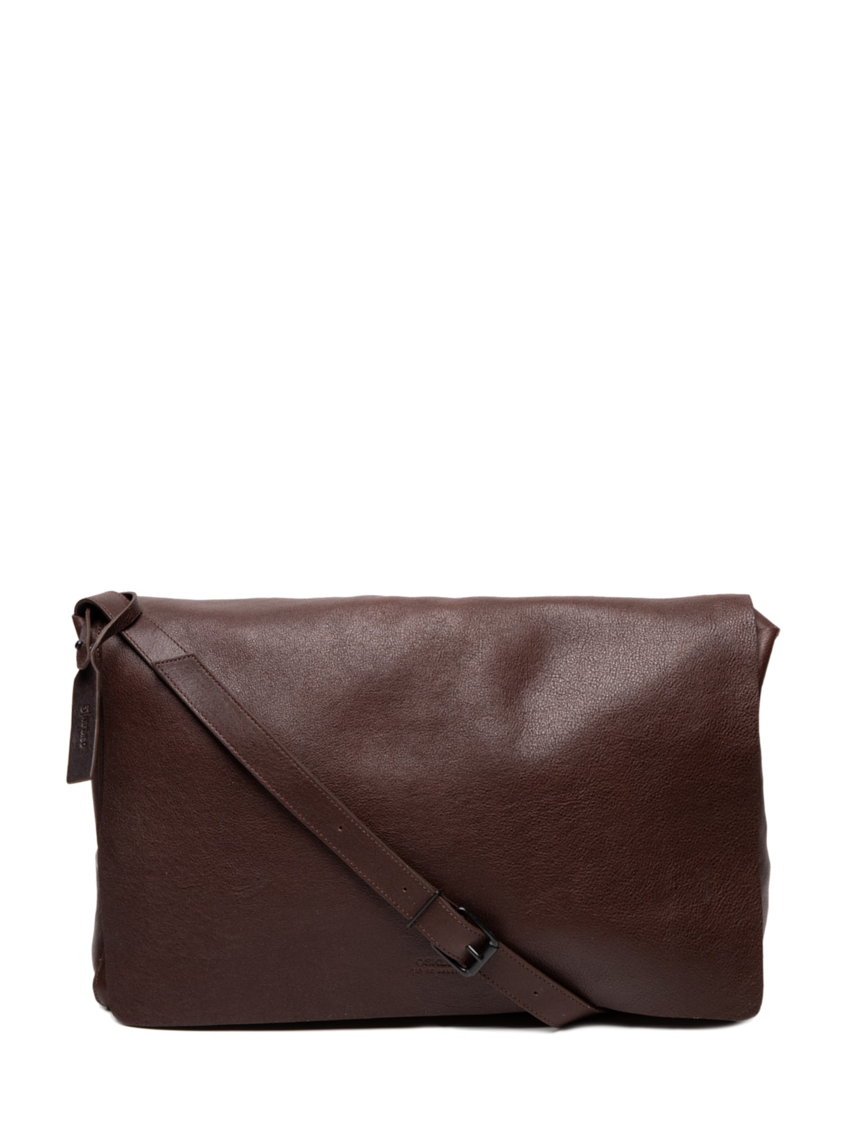 Bolsa Unissex Leather Crossbody dy E-Basics Bag large - Marrom