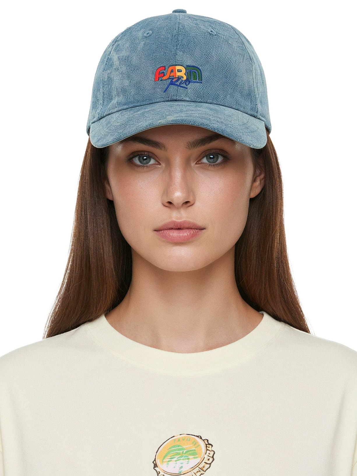 Boné Feminino Tropical Rainbow Jeans Azul Farm Etc