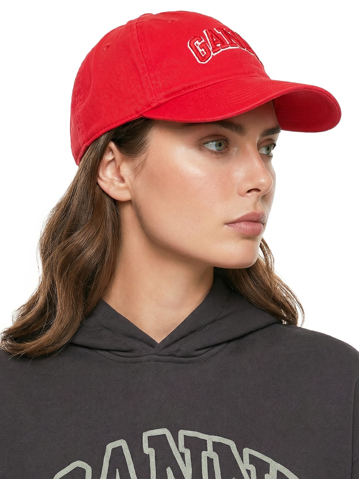 Boné Feminino Washed Cotton Canvas Cap Vermelho Ganni