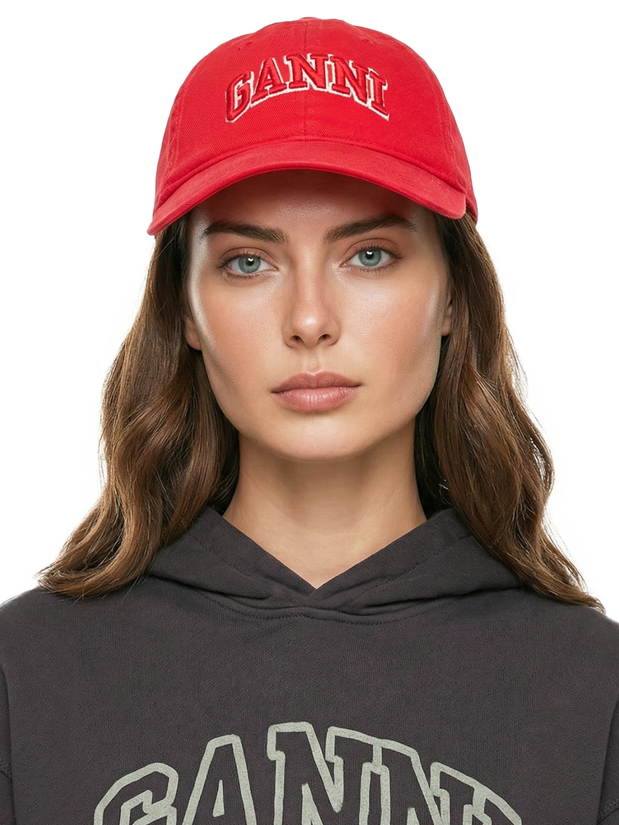 Boné Feminino Washed Cotton Canvas Cap Vermelho Ganni