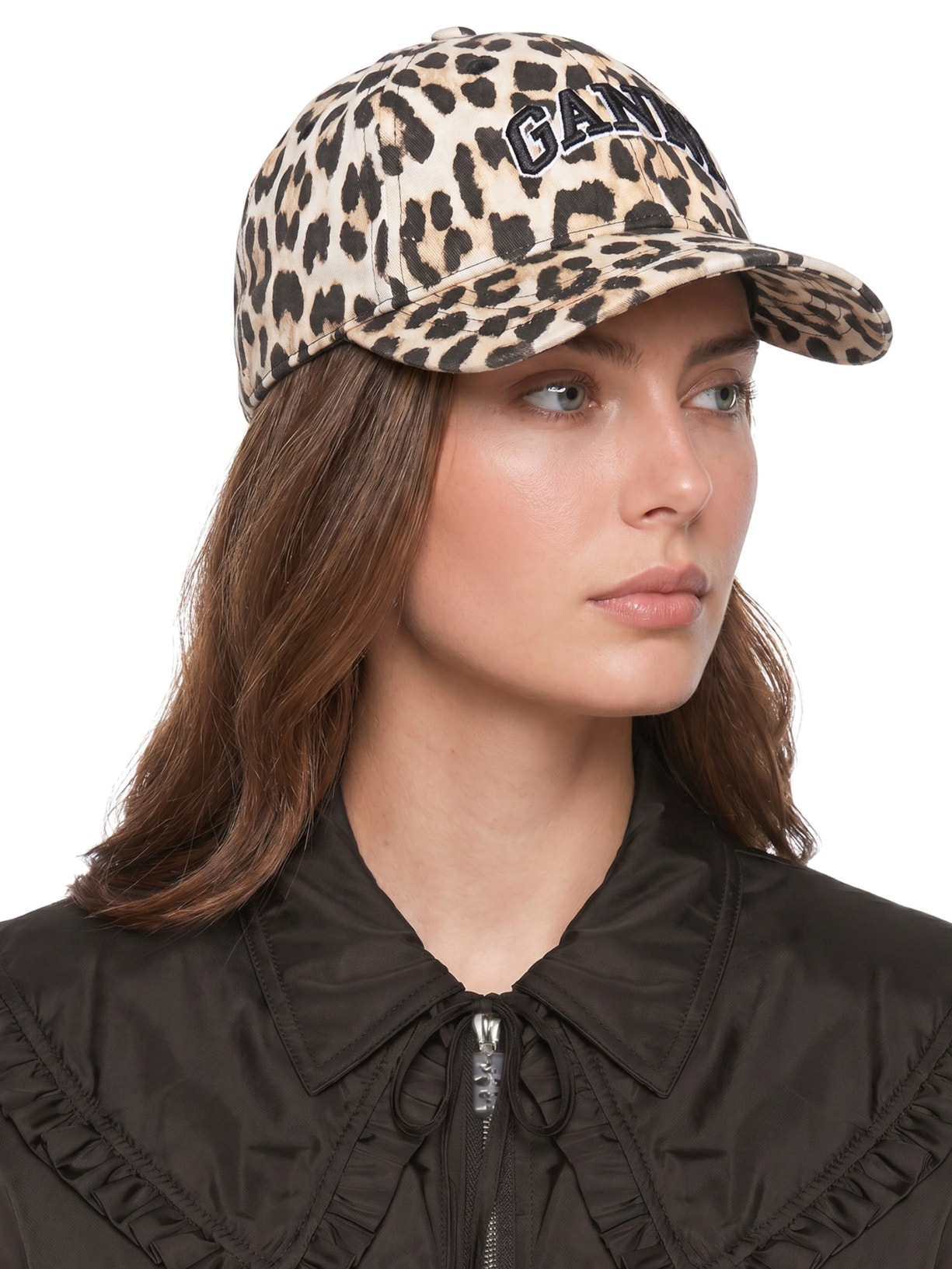 Boné Feminino Washed Cotton Canvas Leo Emb Animal Print Ganni