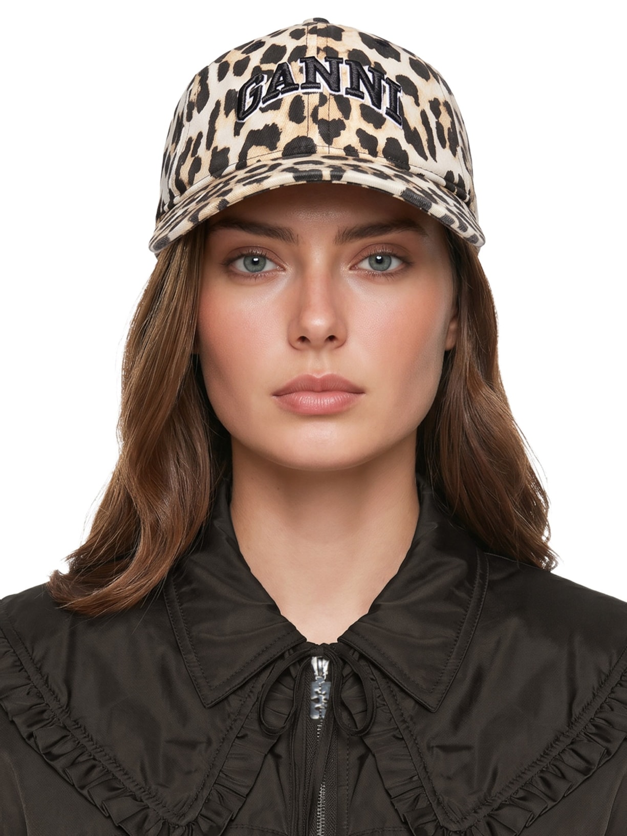 Boné Feminino Washed Cotton Canvas Leo Emb Animal Print Ganni