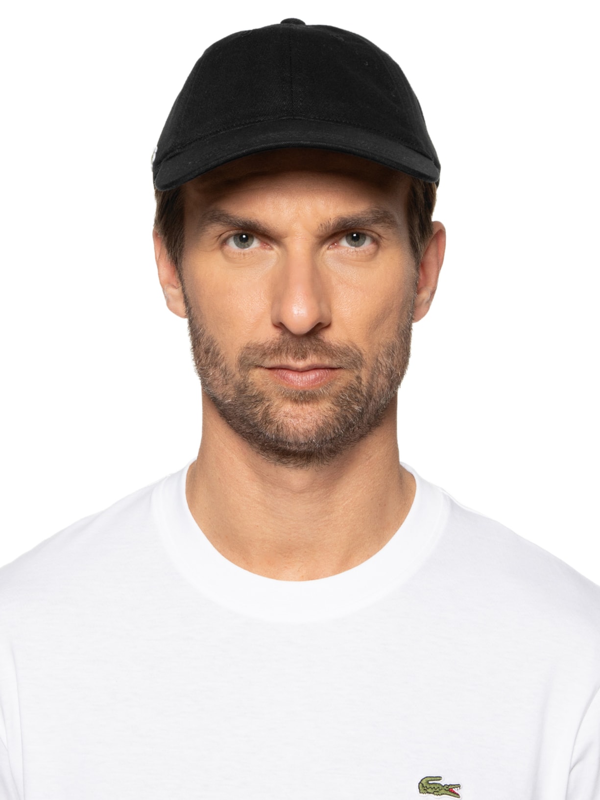 Boné Masculino Crocodilo Lateral Em Sarja De Algodão Preto Lacoste