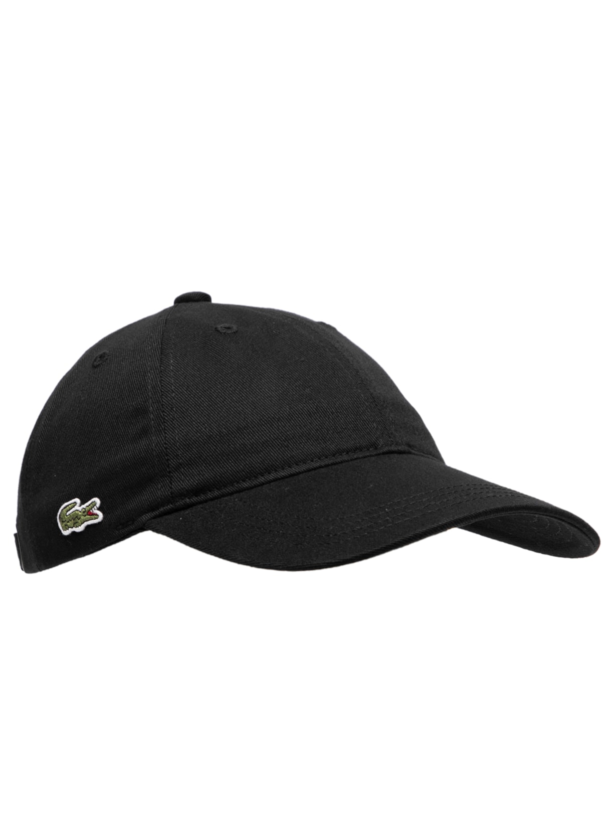 Boné Masculino Crocodilo Lateral Em Sarja De Algodão Preto Lacoste