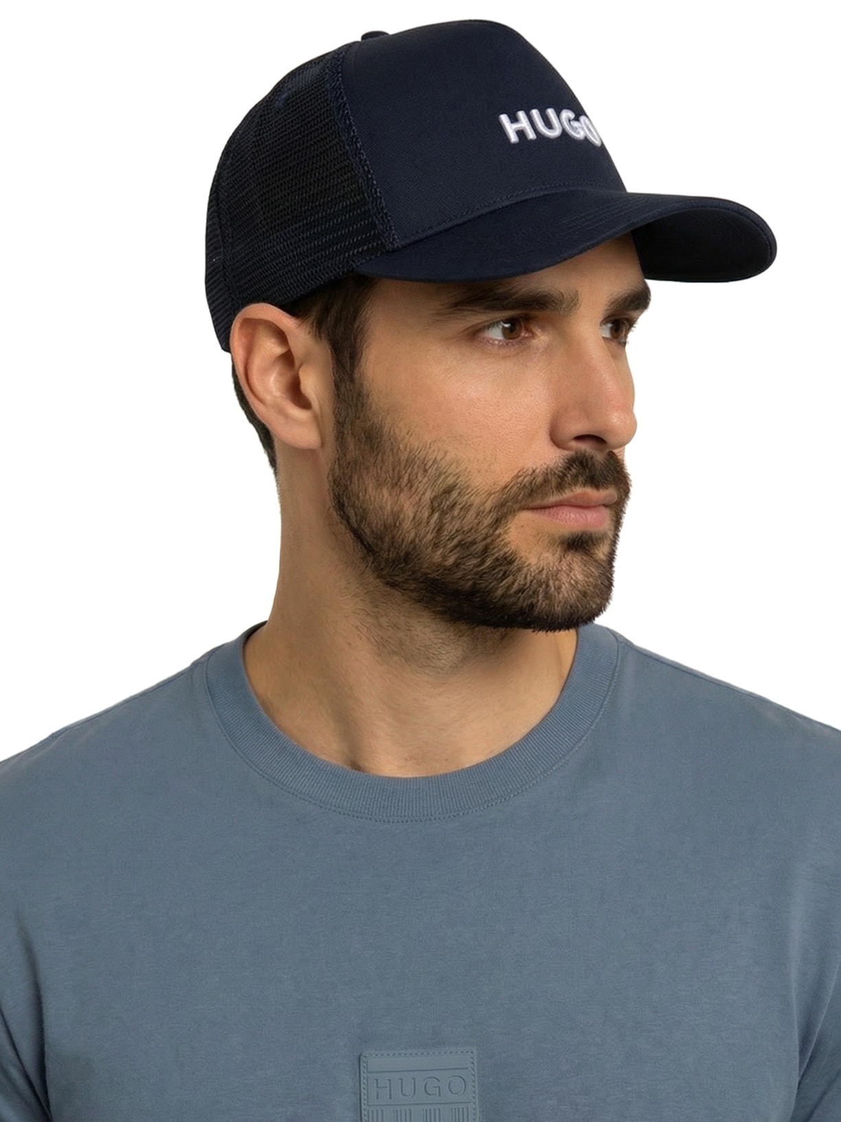 Boné Masculino Mesh Panels Marsel -Trucker Azul Hugo