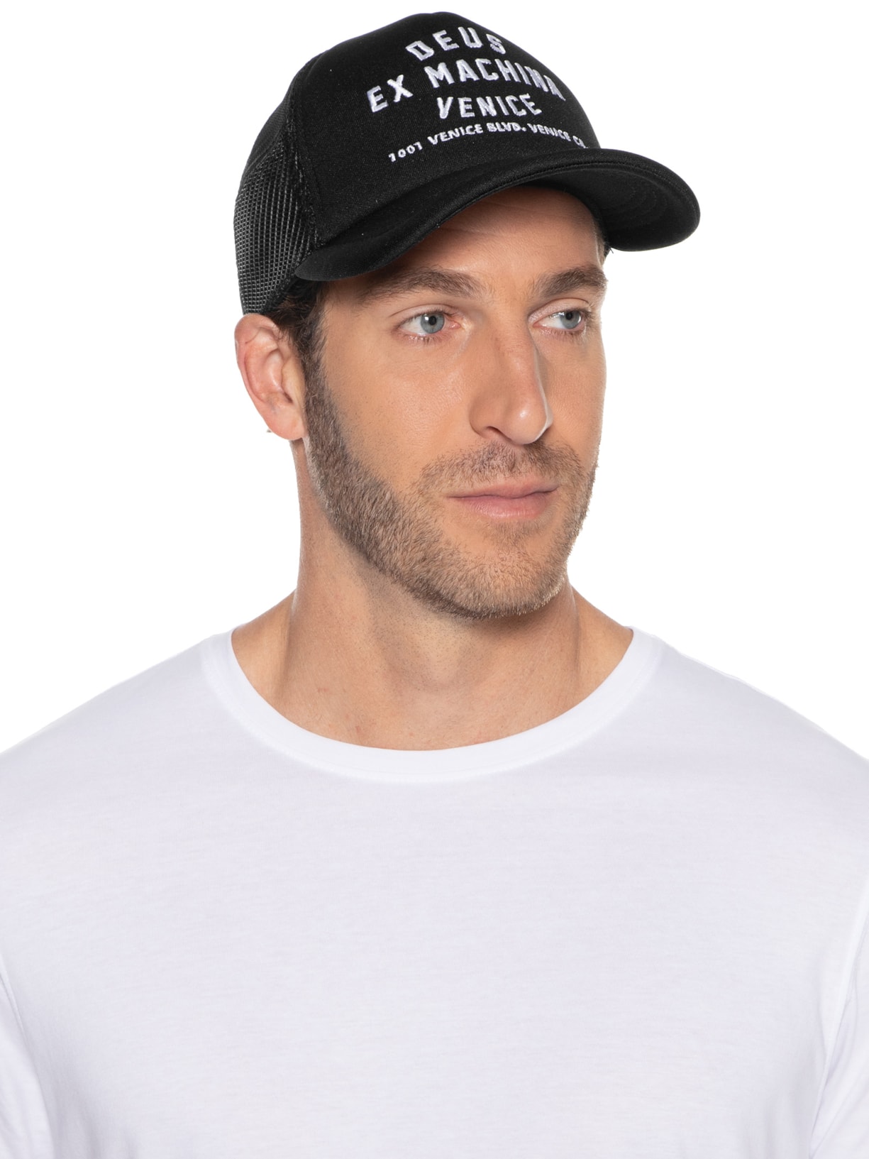 Boné Masculino Trucker Venice Address Preto Deus Ex Machina