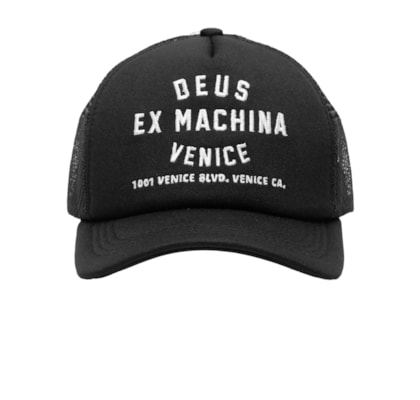 Boné Masculino Trucker Venice Address - Preto 