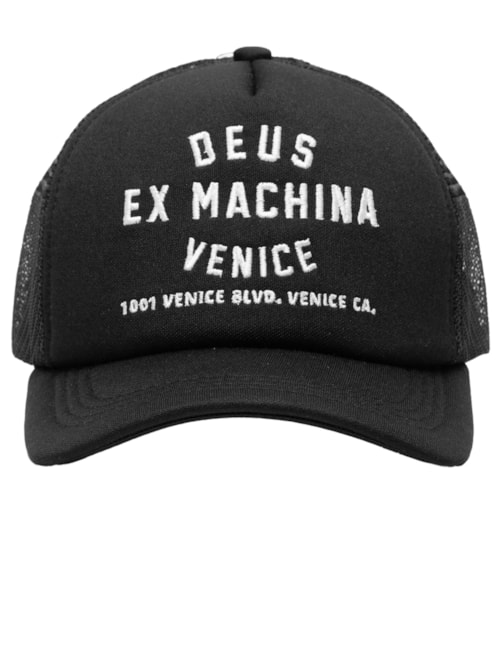 Boné Masculino Trucker Venice Address - Preto