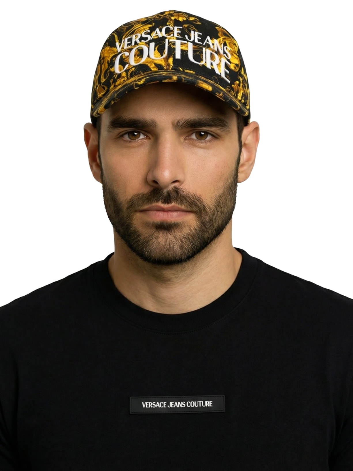 Boné Masculino Vjc Barocco Porcelain Print Logo Preto Versace Jeans Couture