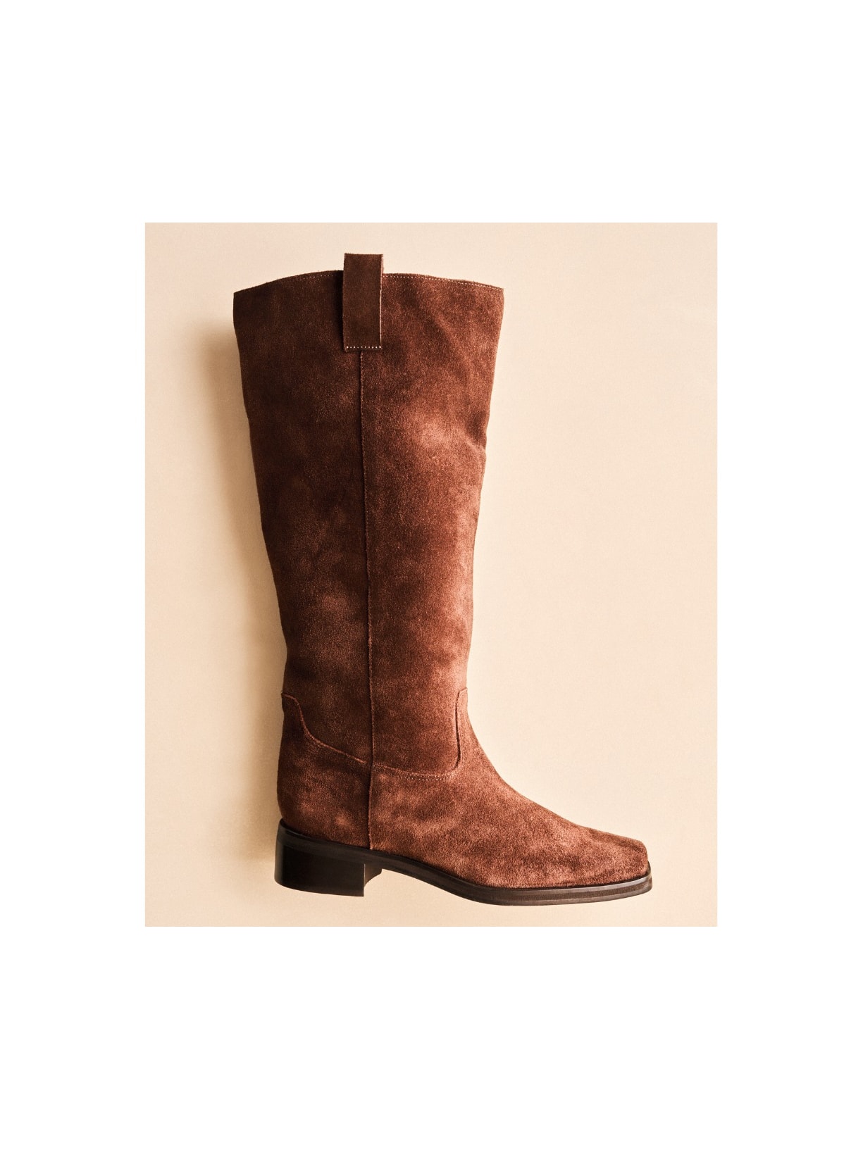 Bota Cano Alto Biker Sarah em Camurça Conhaque Pura