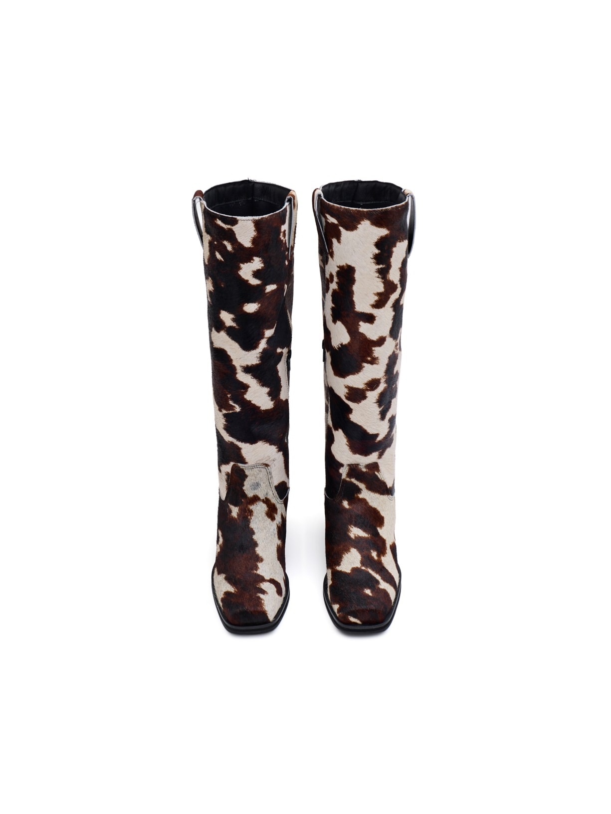 Bota Cano Alto Biker Sarah em Couro Cow Print Pura