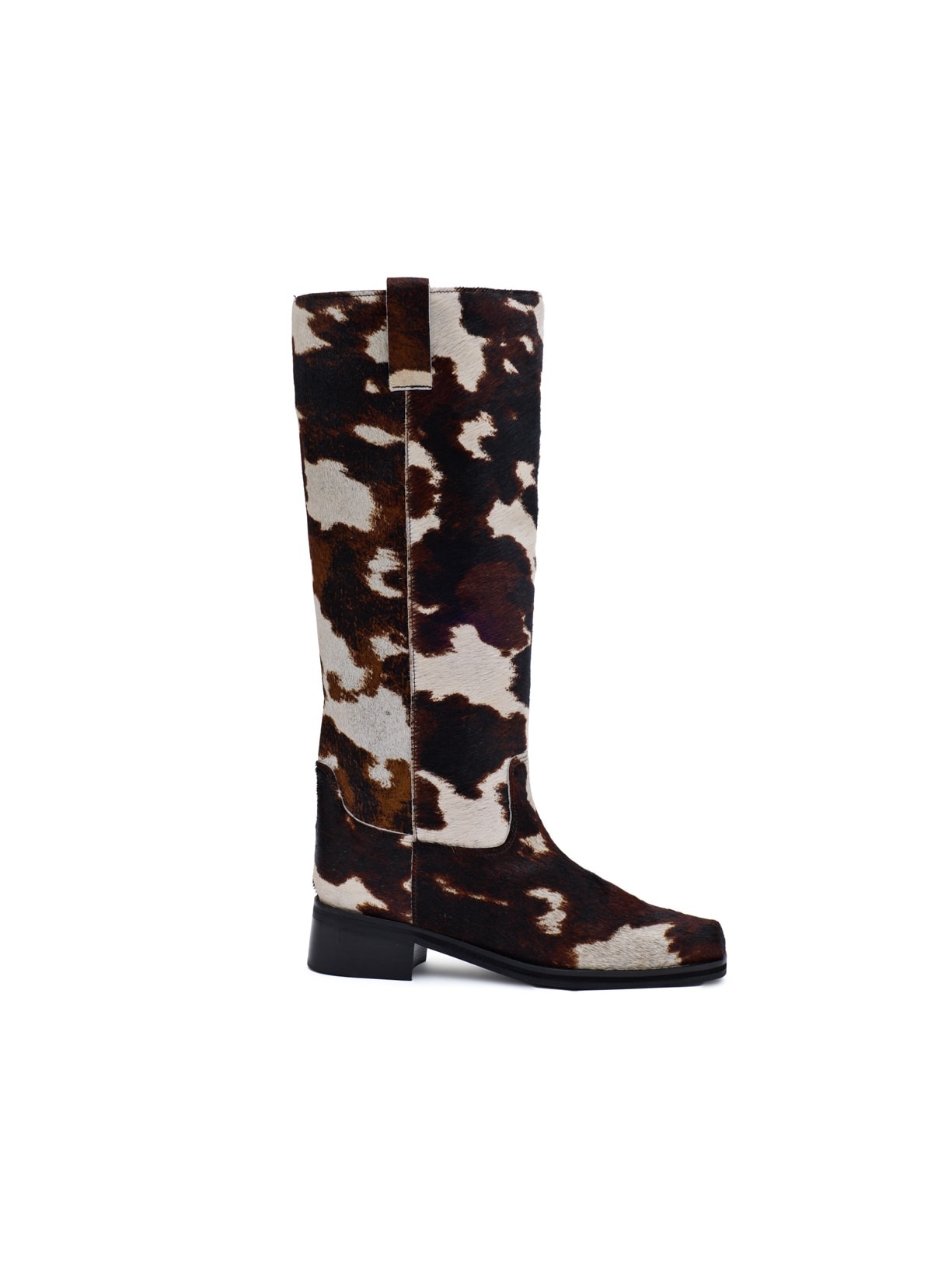 Bota Cano Alto Biker Sarah em Couro Cow Print Pura