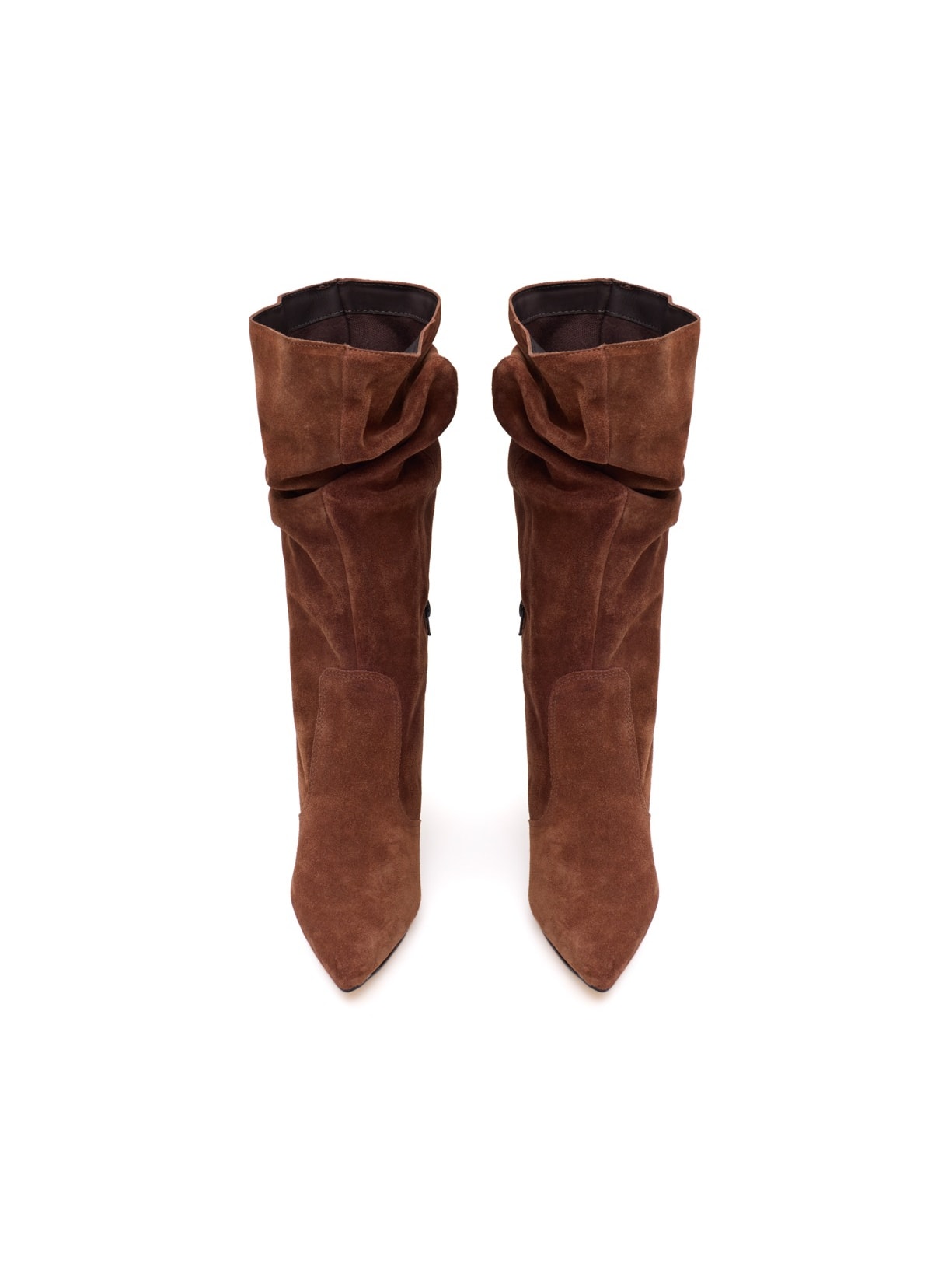 Bota Cano Alto Salto Kate Conhaque em Camurça Pura