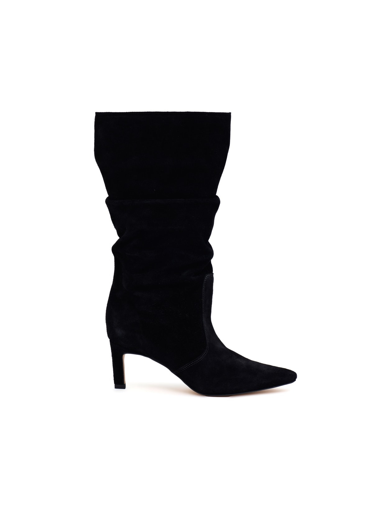 Bota Cano Alto Salto Kate Preta em Camurça Pura