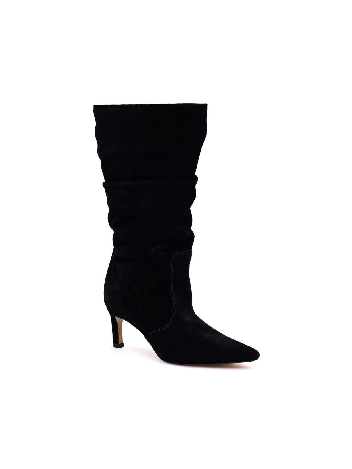 Bota Cano Alto Salto Kate Preta em Camurça Pura