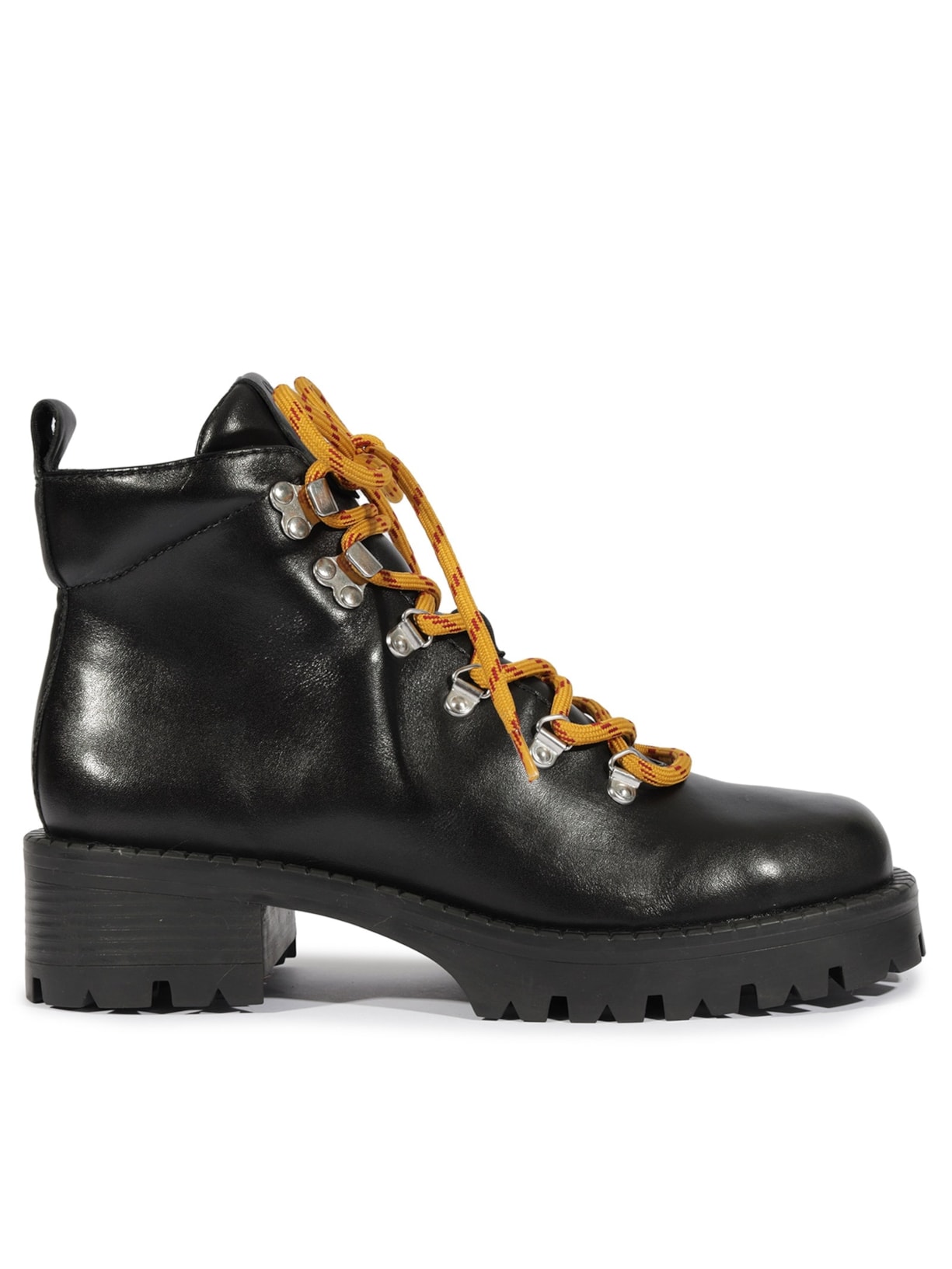 Bota Coturno Cano Baixo Couro - Preto