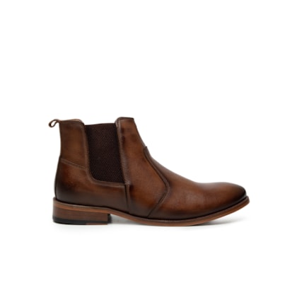 Bota Em Couro Masculina Chelsea - Marrom