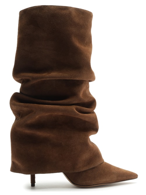 Bota Feminina Acamurçada Polaina - Marrom