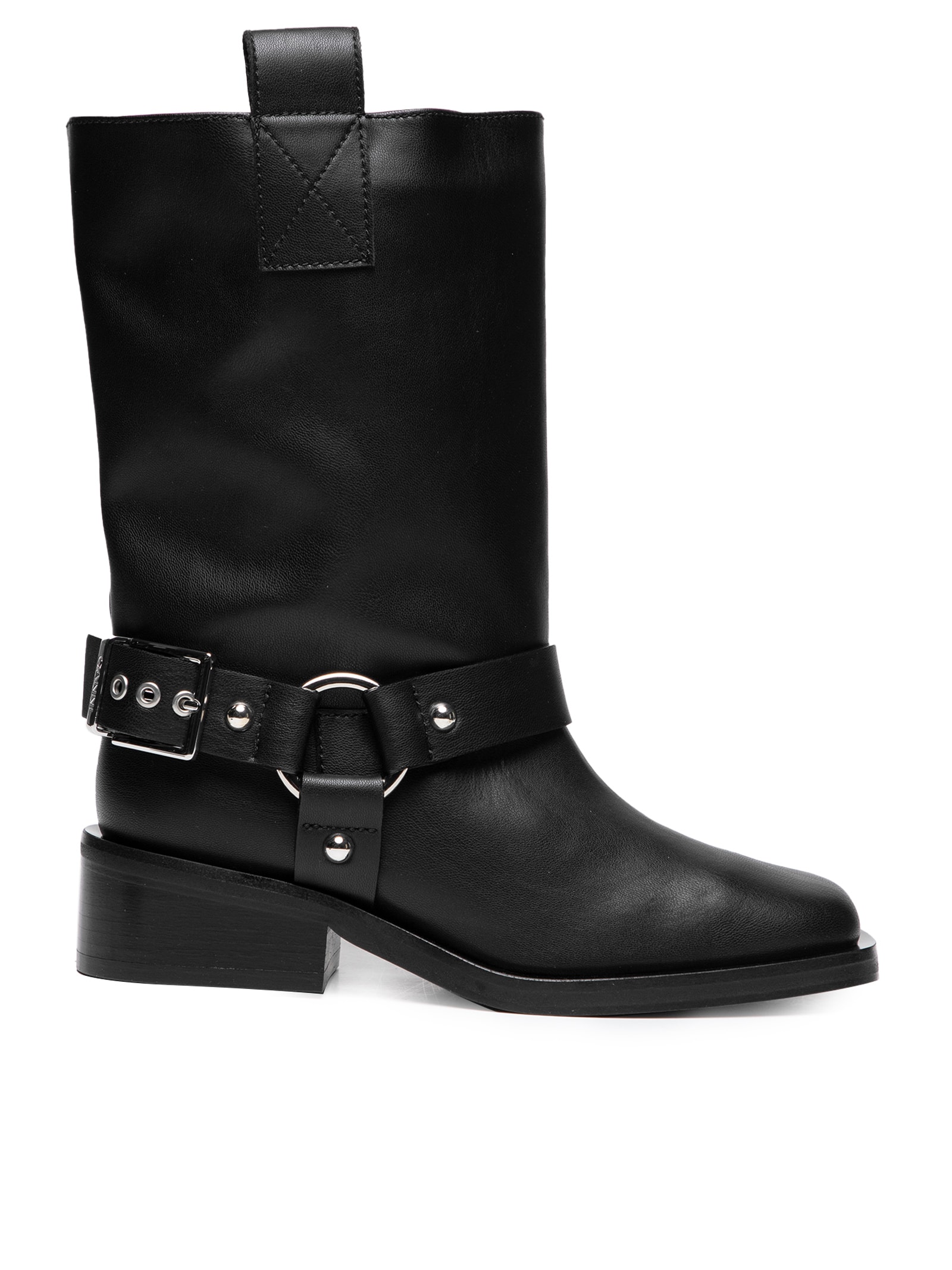 ✴︎GANNI ✴︎ Ganni - Bota Feminina Biker Tubular Mid Shaft - Preto