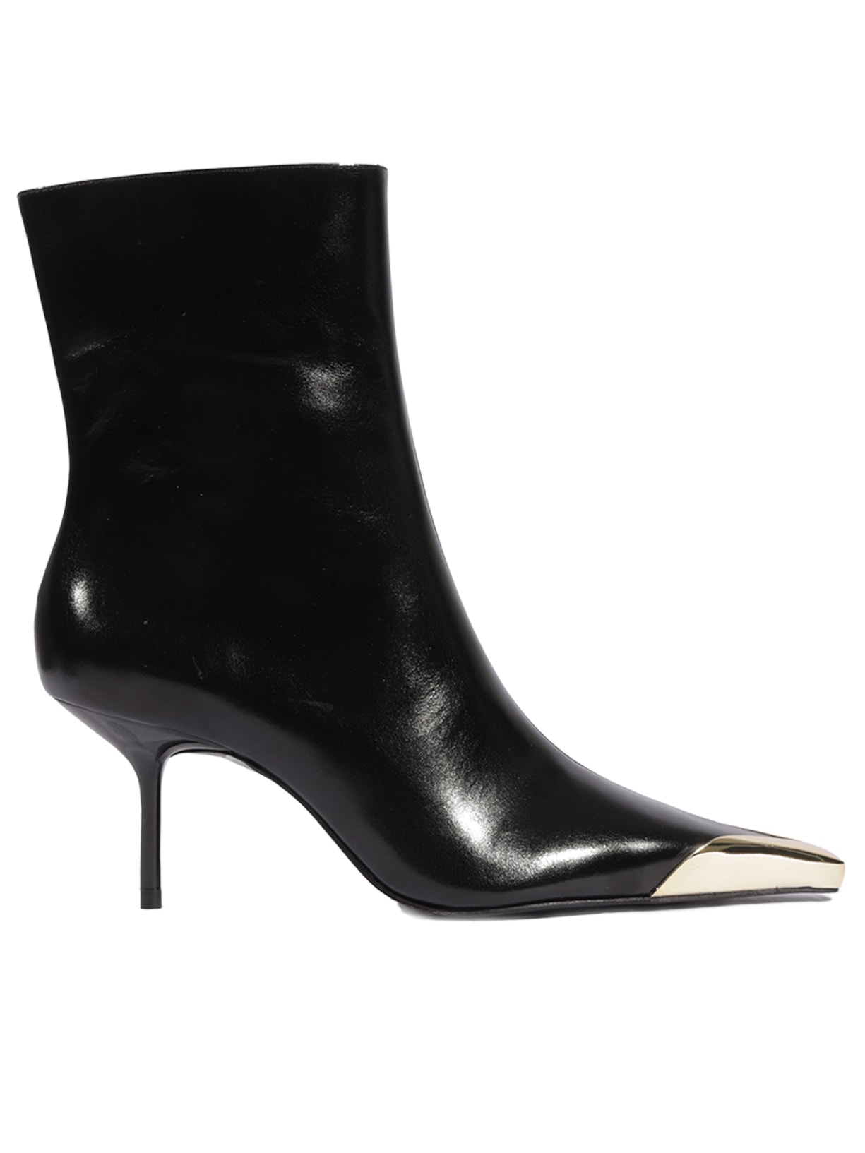 Bota Feminina Biqueira De Metal Couro - Preto