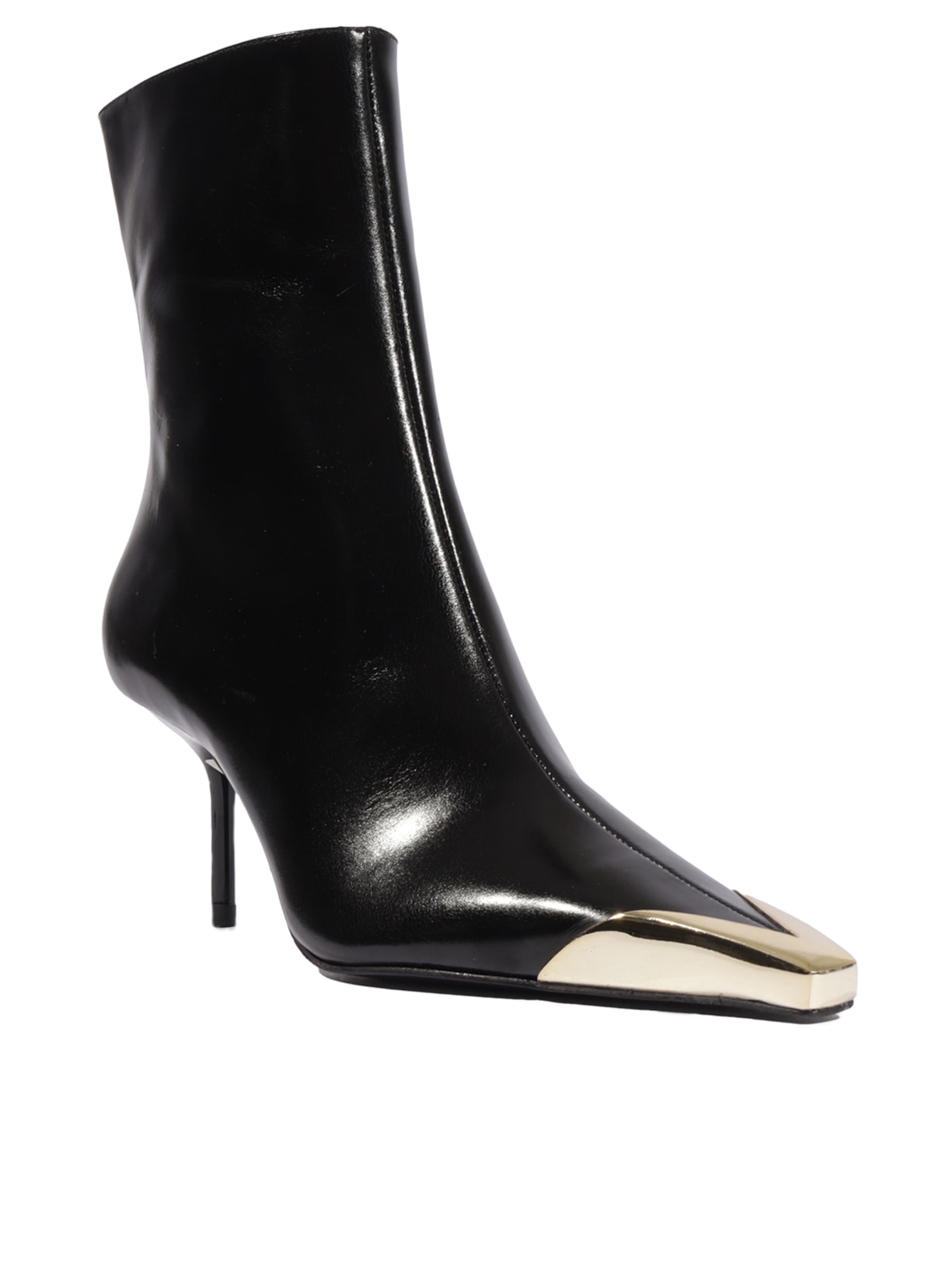 Bota Feminina Biqueira De Metal Couro Preto Schutz