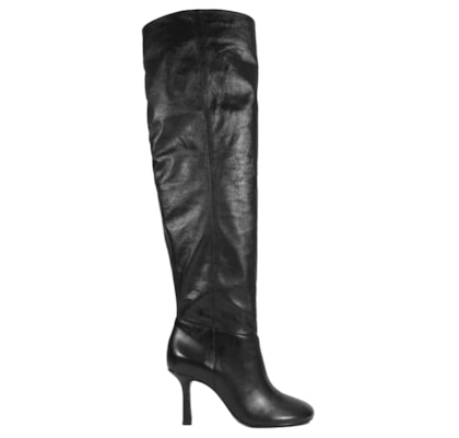Bota Feminina Brigitte Couro - Preto