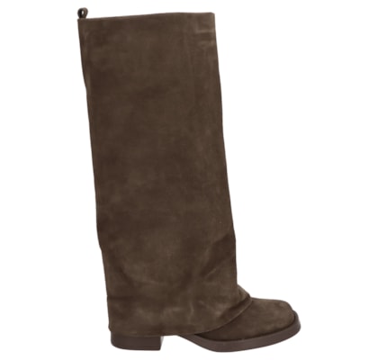 Bota Feminina Cano Alto Camurça- Marrom