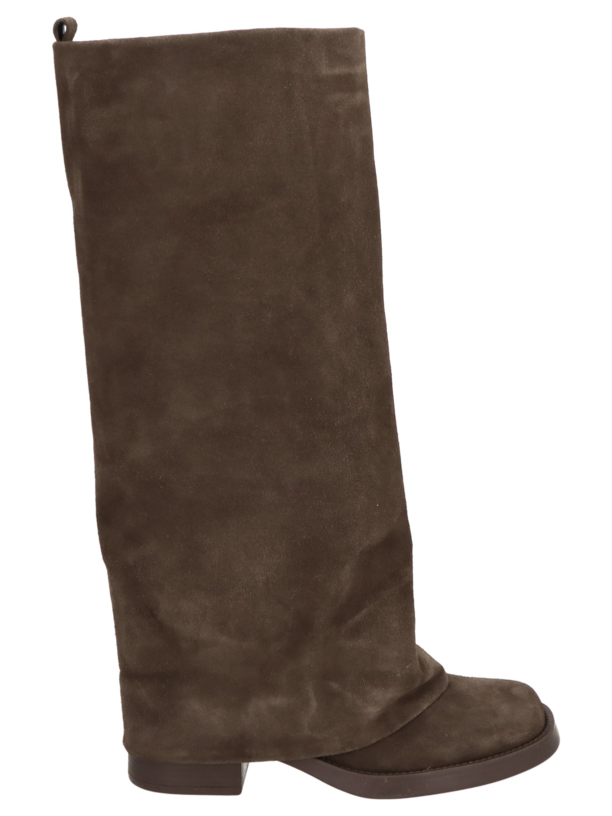 Bota Feminina Cano Alto Camurça- Marrom