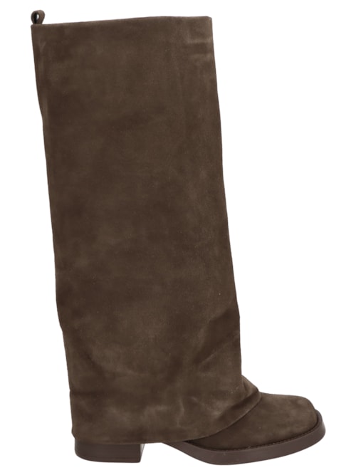 Bota Feminina Cano Alto Camurça- Marrom