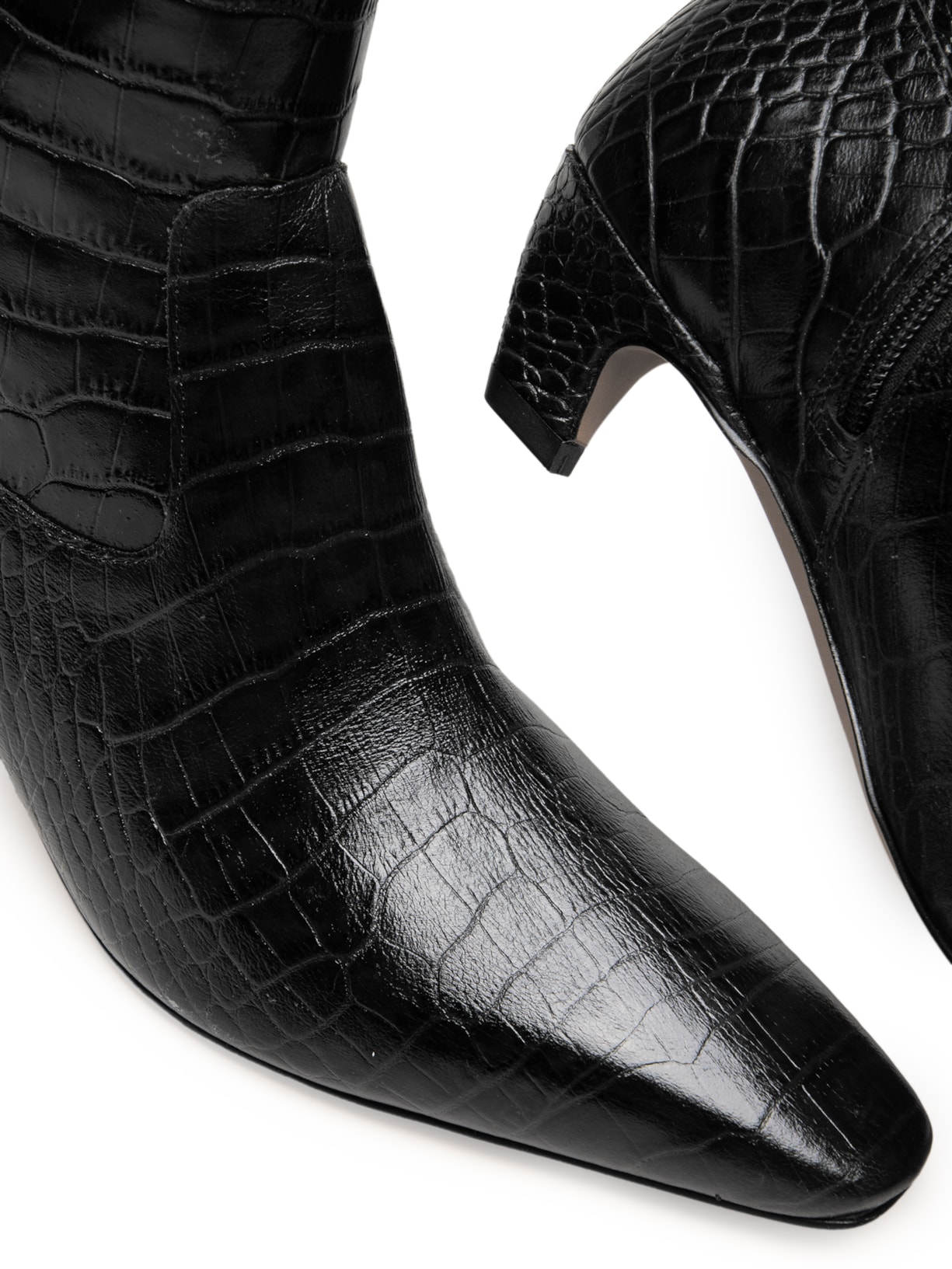 Bota Feminina Cano Alto Croco Dacar Preto Luiza Barcelos