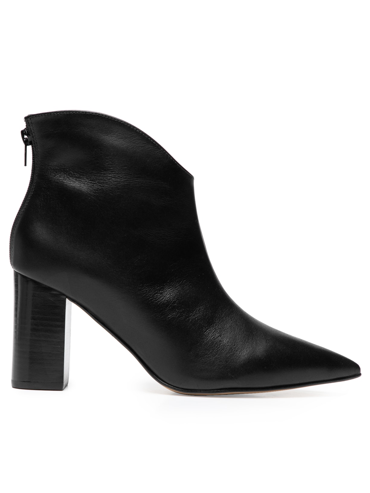 Bota Feminina Cano Baixo Em Couro Com Bico Fino - Preto