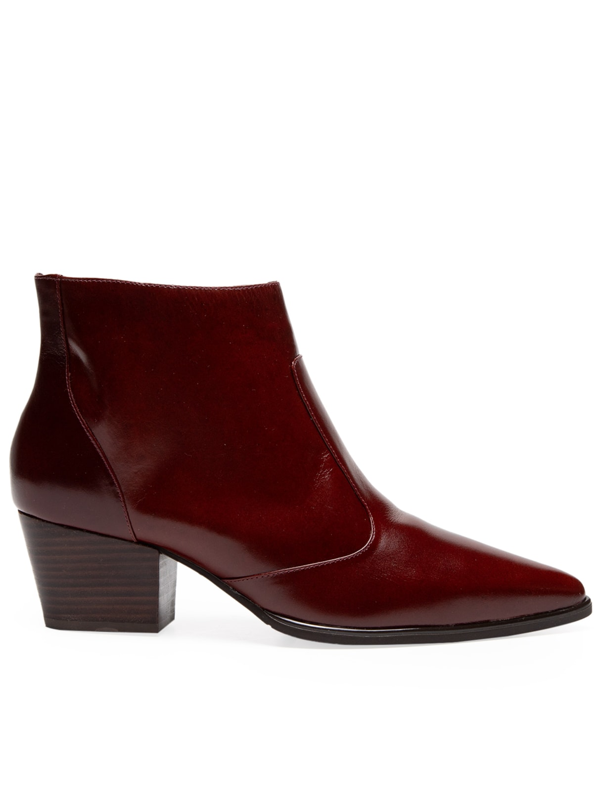 Bota Feminina Cano Baixo Em Couro Com Salto - Marrom