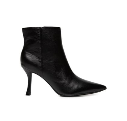 Bota Feminina Cano Baixo Em Couro - Preto